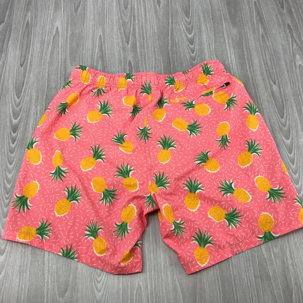 Bearbottom Clothing Mens Pink Pineapple Swim Trunks Board Shorts‎ 7 Inch Large
